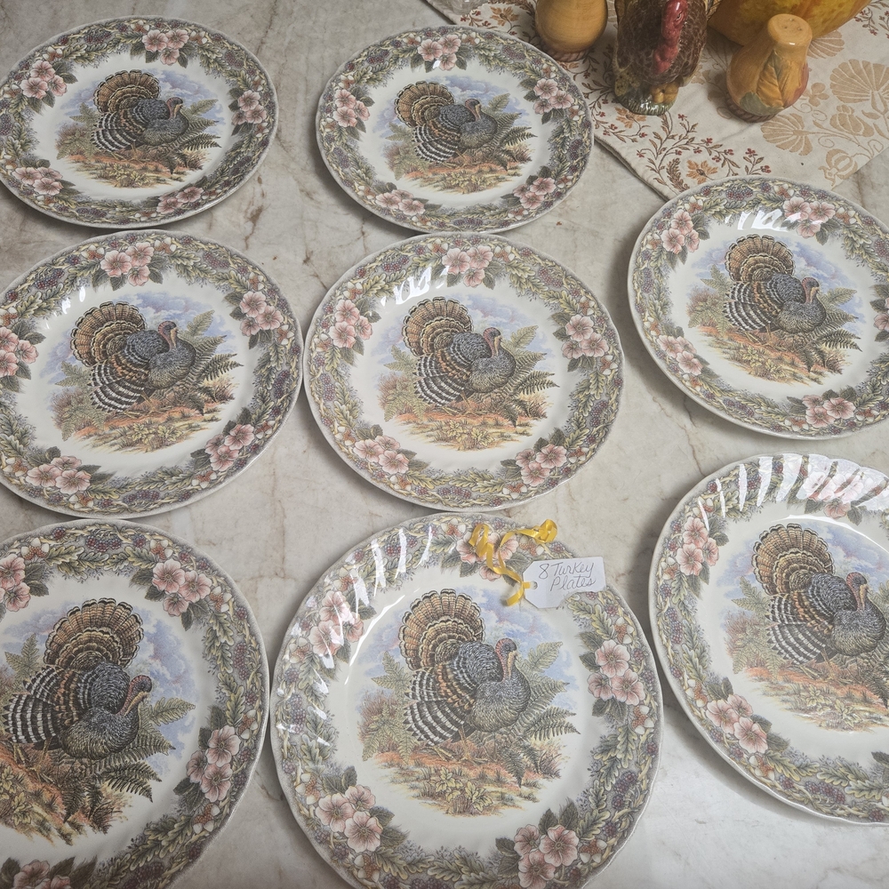 Floral Turkey Design Dinner Plate Set
